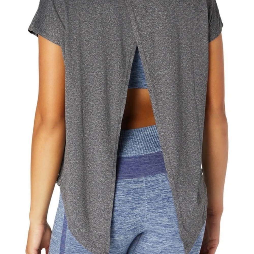 ASICS Back Slit Short Sleeve Top - Gray  XL - NWT